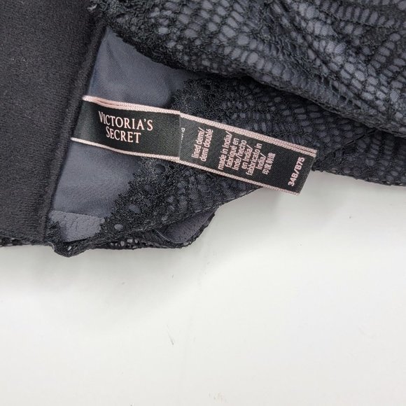 Victoria's Secret Body by Victoria Lined Demi‎ 34B Black Gray Lace Wide Strap - Picture 3 of 3